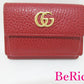 グッチ GUCCI 三つ折り財布 523277 赤 レッド プチ GG マーモント レザー コンパクト ウォレット 【中古】【送料無料】 bs3235