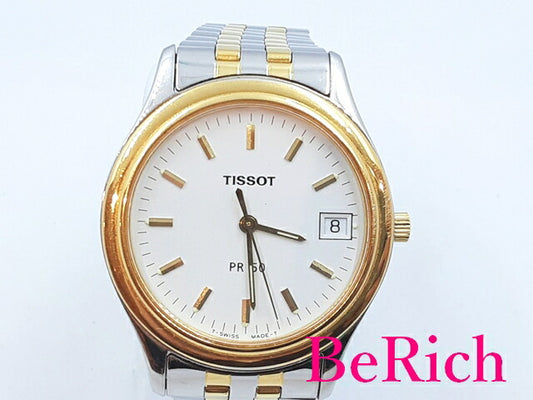ティソ TISSOT メンズ 腕時計 J172/272K PR50 白 ホワイト 文字盤 SS シルバー ゴールド アナログ デイト クォーツ【中古】【送料無料】bt2578
