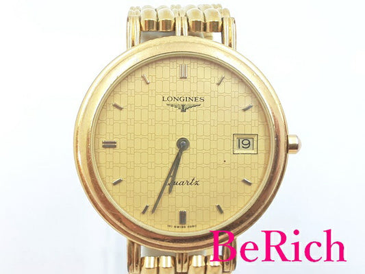 ロンジン LONGINES フラッグシップ メンズ 腕時計 デイト ゴールド 文字盤 SS ブレス アナログ QZ クォーツ ウォッチ Flagship 【中古】【送料無料】 bt2725