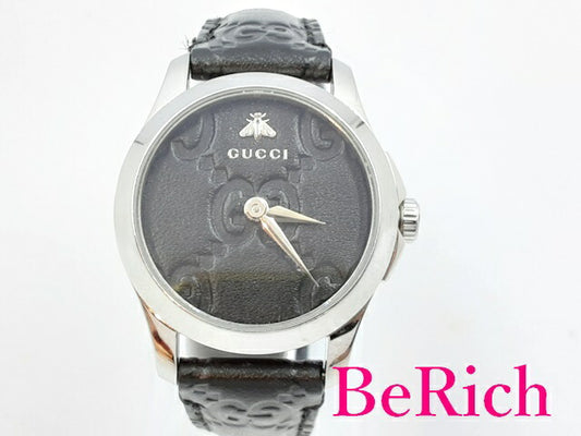 グッチ GUCCI Gタイムレス YA126579A レディース 腕時計 Bee 蜂 GG シマ 黒 ブラック 文字盤 SS レザー ブレス ロゴ アナログ クォーツ QZ ウォッチ 【中古】【送料無料】 bt2761