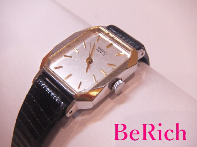 セイコー SEIKO レディース 腕時計 1421-582A アイボリー 文字盤 SS レザー 黒 ブラック アナログ QZ ウォッチ 【中古】【送料無料】 ht2022