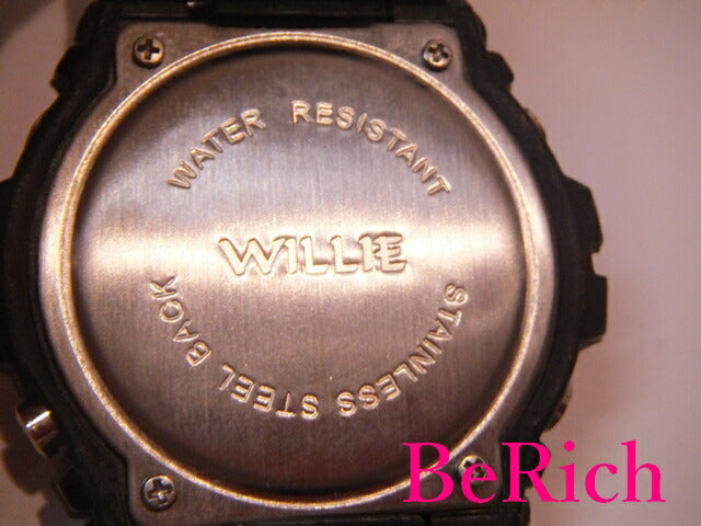 ウィリー WILLIE メンズ 腕時計 白 ホワイト 文字盤 SS ラバー 黒 ブラック デジアナ クォーツ QZ ウォッチ 【中古】【送料無料】 ht2801