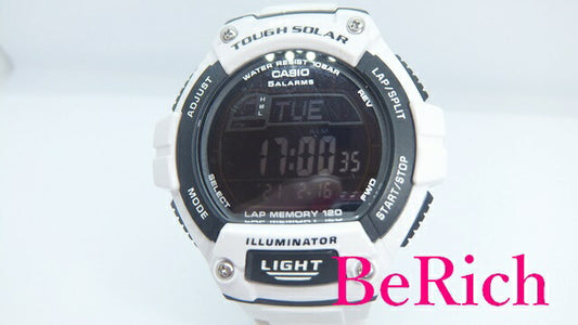 カシオ CASIO イルミネーター メンズ 腕時計 W-5220 黒 ブラック 文字盤 SS ラバー 白 ホワイト デジタル ソーラー クォーツ QZ ウォッチ【中古】【送料無料】 ht3706