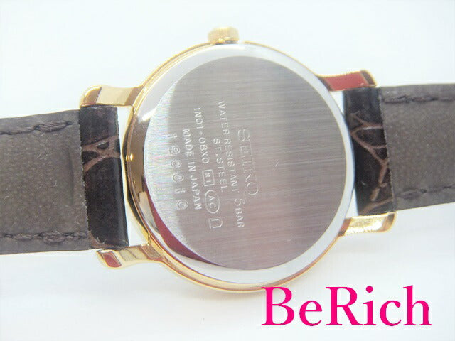 セイコー SEIKO レディース 腕時計 1N01-0BX0 アイボリー 文字盤 SS レザー 茶 ブラウン クォーツ QZ アナログ【中古】【送料無料】ht4032