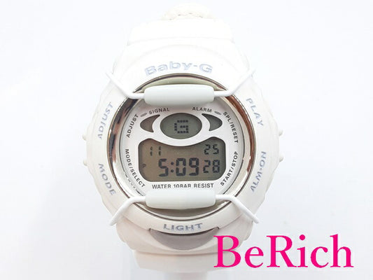 カシオ CASIO G-SHOCK Baby-G 腕時計 BGM-100 白 ホワイト 文字盤 SS 樹脂 レザー ブレス ロゴ デジタル クォーツ QZ ウォッチ ベイビージー 【中古】【送料無料】ht4719