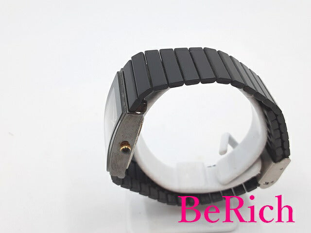 ペレ バレンチノ PER VALENTINO レディース 腕時計 PV-7002-1 スクエア 黒 ブラック 文字盤 SS ブレス アナログ クォーツ QZ ウォッチ 【中古】【送料無料】 ht4735