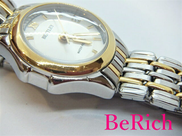 ベントレー BENTLEY レディース 腕時計 BK7030 白 ホワイト 文字盤 SS ブレス ゴールド シルバー デイト アナログ クォーツ QZ ウォッチ 【中古】【送料無料】 ht2472