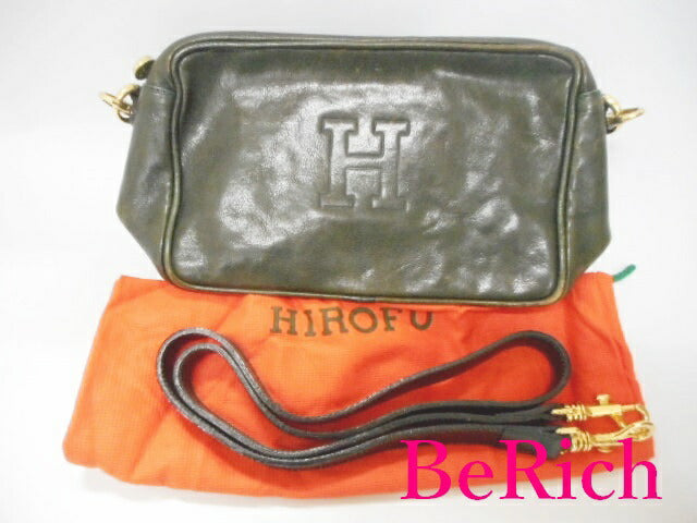 ヒロフ 2way ハンドバッグ 緑 グリーン レザー ショルダーバッグ HIROFU 【中古】【送料無料】 sh270