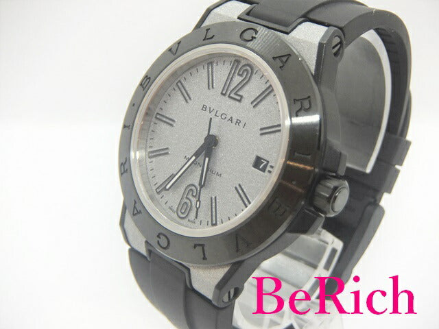 美品 ブルガリ BVLGARI ディアゴノ マグネシウム 41mm DG41C6SMCVD 自動巻き メンズ 腕時計 デイト シルバー グレー 文字盤 SS ラバー ブレス アナログ オートマ AT ウォッチ 【中古】【送料無料】 sb682