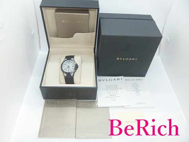 美品 ブルガリ BVLGARI ディアゴノ マグネシウム 41mm DG41C6SMCVD 自動巻き メンズ 腕時計 デイト シルバー グレー 文字盤 SS ラバー ブレス アナログ オートマ AT ウォッチ 【中古】【送料無料】 sb682