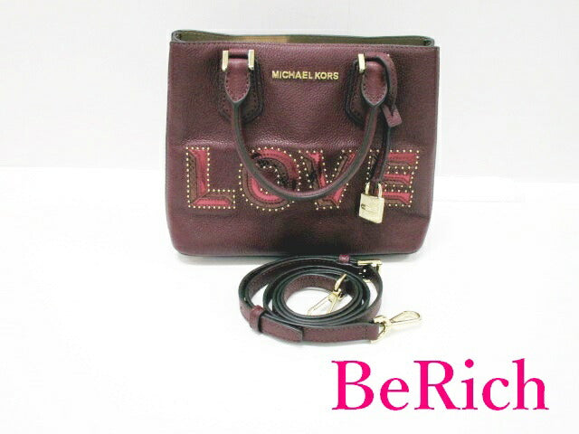 マイケルコース MICHAEL KORS 2way ハンドバッグ ショルダーバッグ 35H8GAFM2L LOVE メッセンジャー メルロー ボルドー ワイン パープル ロゴ ポシェット ミニバッグ 鞄  【中古】【送料無料】 sh1431