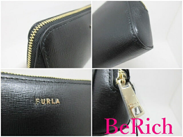 美品 フルラ FURLA エレクトラ コスメ ポーチ 黒 ブラック レザー ロゴ 化粧 アクセサリー 小物 【中古】【送料無料】 sh1537