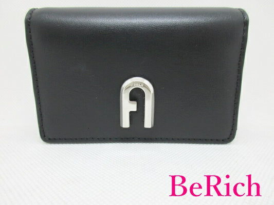 フルラ FURLA カード ケース 黒 ブラック レザー カード入れ 名刺入れ ビジネス 小物   【中古】【送料無料】sh1552