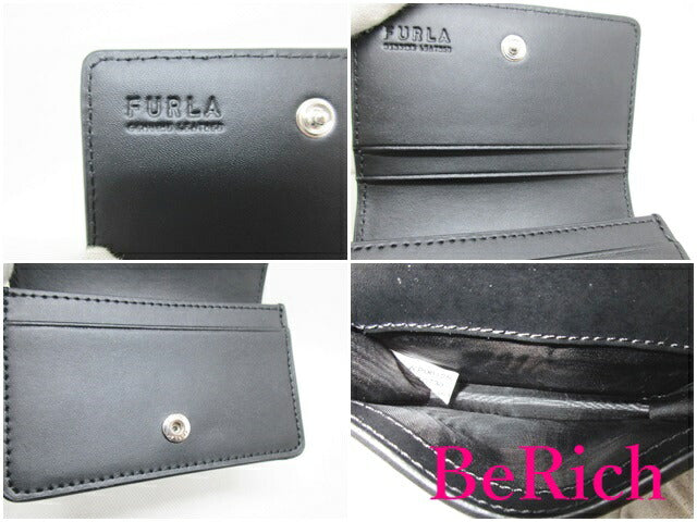 フルラ FURLA カード ケース 黒 ブラック レザー カード入れ 名刺入れ ビジネス 小物   【中古】【送料無料】sh1552