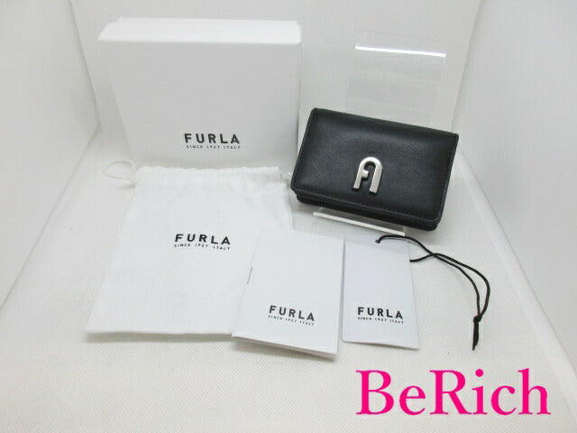 フルラ FURLA カード ケース 黒 ブラック レザー カード入れ 名刺入れ ビジネス 小物   【中古】【送料無料】sh1552