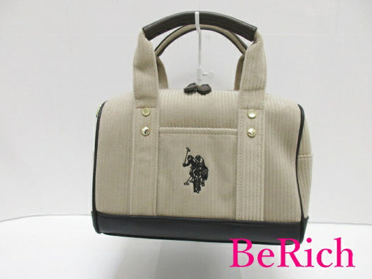 美品 U.S. POLO ASSN ユーエス ポロ アソシエーション 2way ミニ ボストンバッグ USPA-2633 モカ ベージュ 黒 ブラック ロゴ ハンドバッグ ショルダーバッグ 鞄  【中古】【送料無料】sh1556